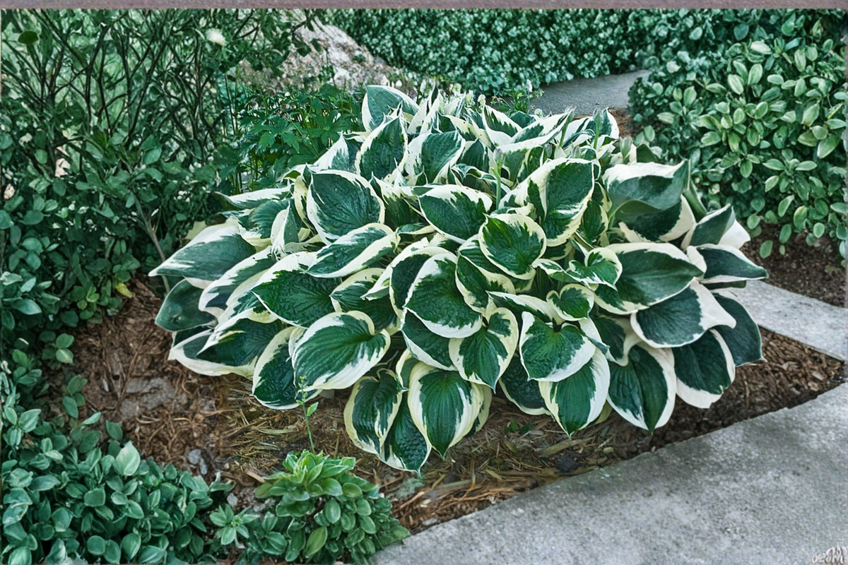 Hosta Minuteman Live Plant, 3-Inch Pot, Variegated Green & White Foliage, Shade Perennial Groundcover Plant