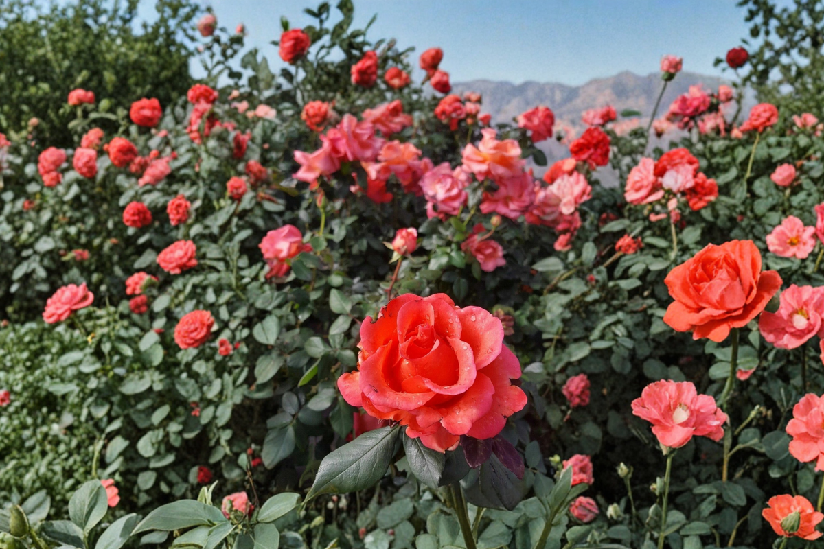 Ring of Fire Hybrid Tea Rose Plant 1 Gal - Vibrant Orange Red Blooms, Full Sun, Upright Flowering Shrub Rosa 'Ring of Fire'
