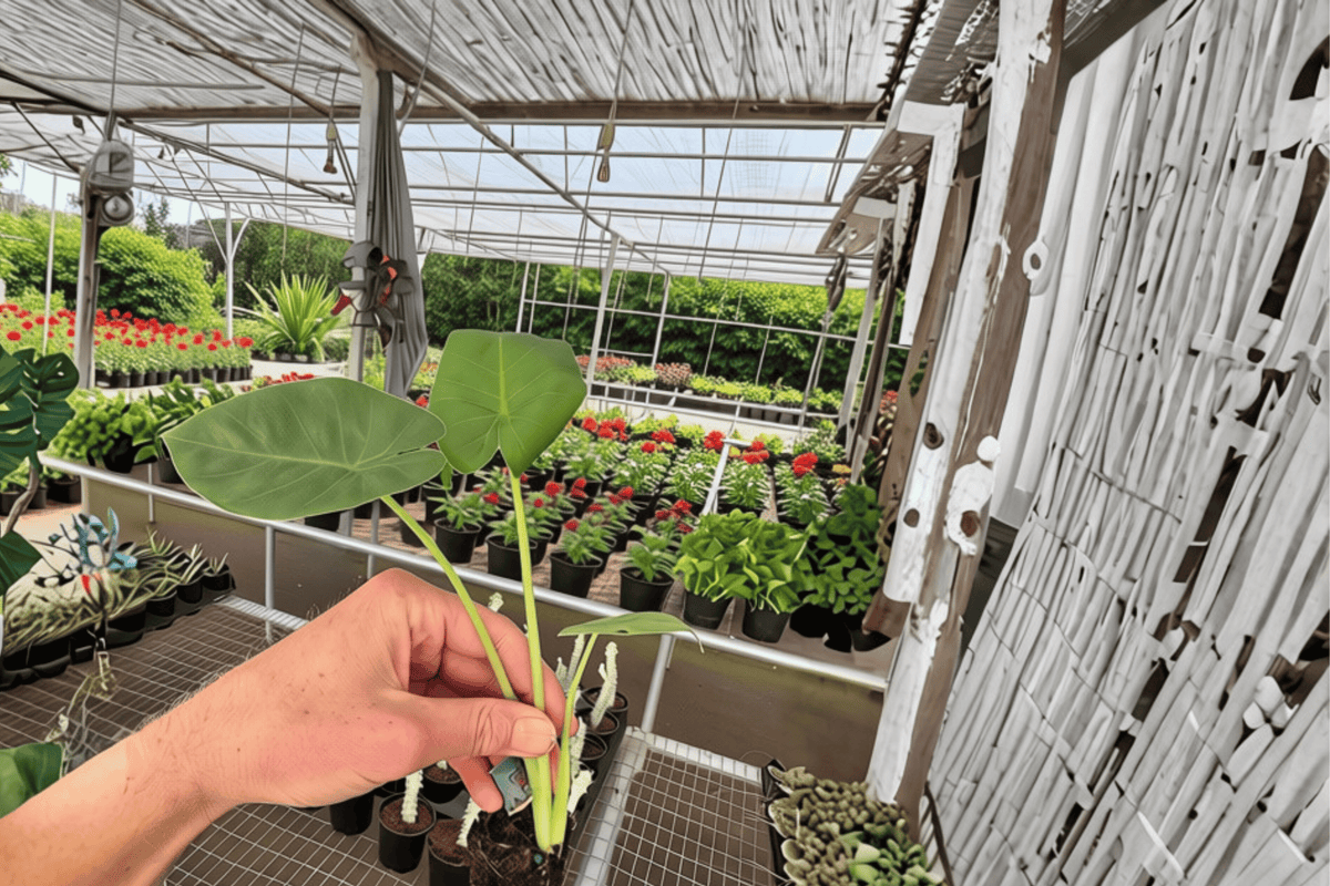2 Alocasia macrorrhiza Live Starter Plants – Rooted Bare Root in Soil Pod