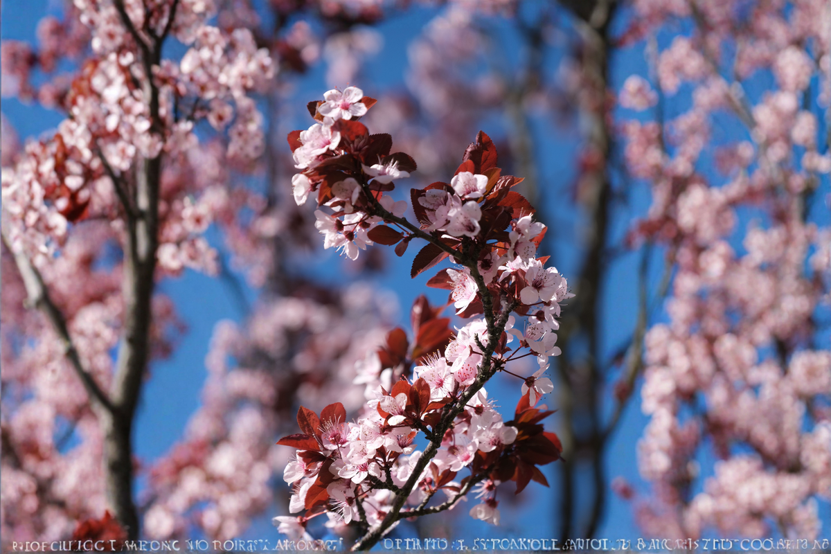Purpleleaf Sand Cherry Live Plant, 3.5 Inch Pot, Ornamental Shrub with Pink & White Blooms, Purple Foliage, Prunus × cistena