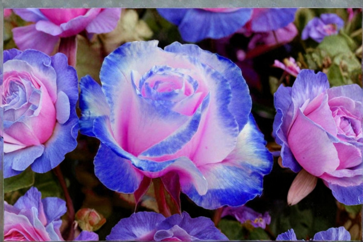 Blue Pink Rose Seeds Rare Bi Color Rose Flower Seeds for Planting Ornamental Garden Bush Variety Pack of 3 Seeds