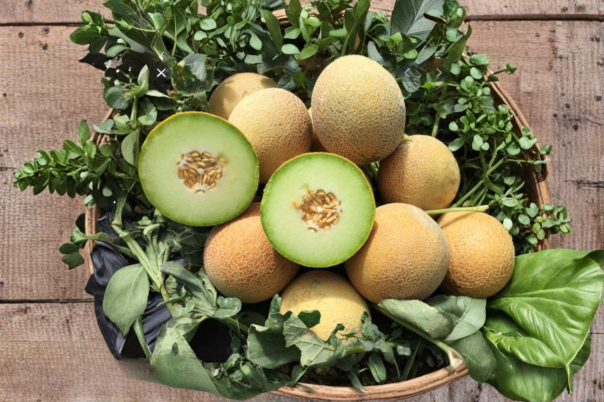Hami Melon Seeds – Netted Skin, Green Flesh, Cucumis melo, Fruiting Vine, 20 Seeds for Outdoor Garden & Raised Beds