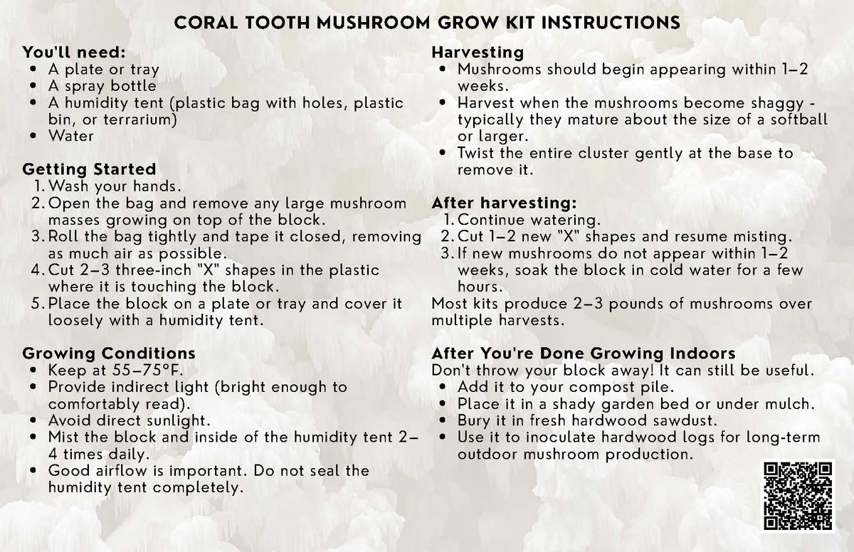 Coral Tooth Mushroom Grow Kit