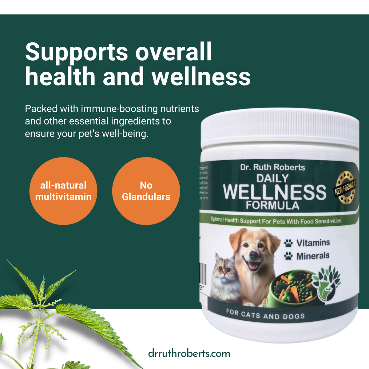 Daily Wellness Formula — Glandular-Free Multivitamin for Dogs & Cats with Beef, Pork, or Organ Sensitivities