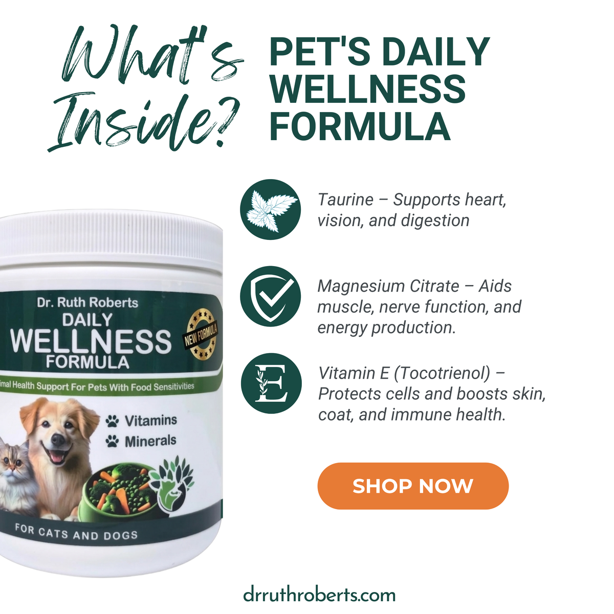 Daily Wellness Formula — Glandular-Free Multivitamin for Dogs & Cats with Beef, Pork, or Organ Sensitivities