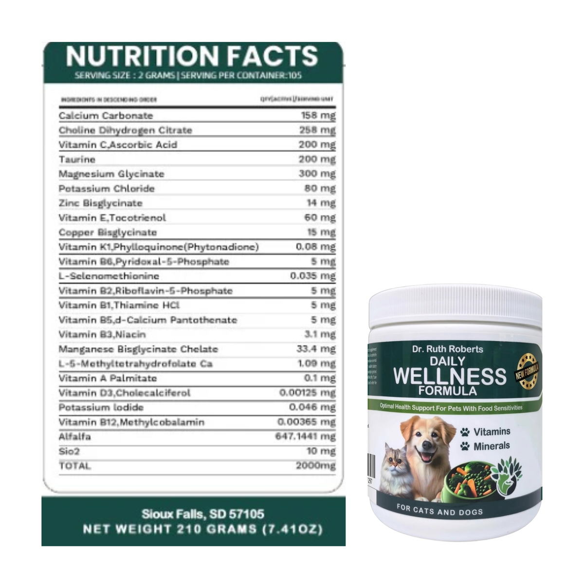 Daily Wellness Formula — Glandular-Free Multivitamin for Dogs & Cats with Beef, Pork, or Organ Sensitivities