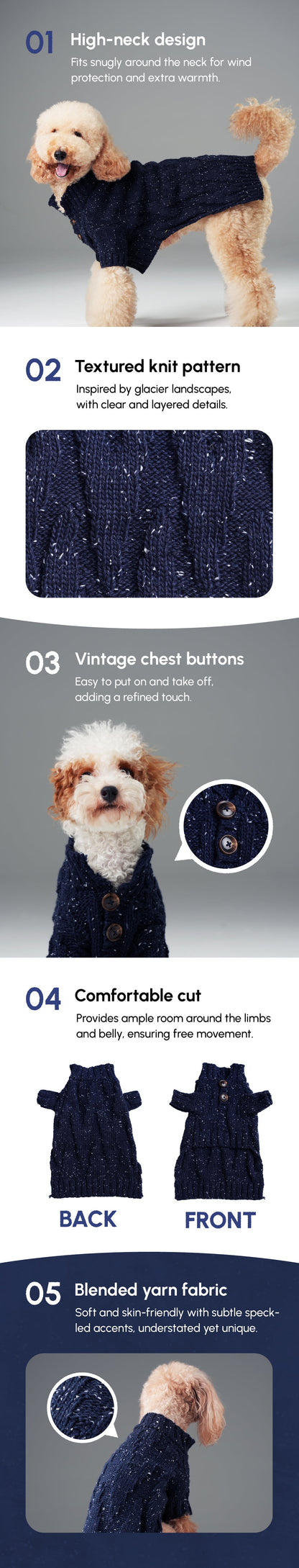 GLACIER PET SWEATER - NAVY
