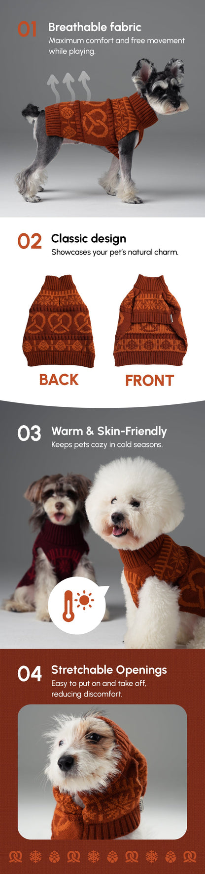 Pretzel Pet Sweater - Toffee Orange