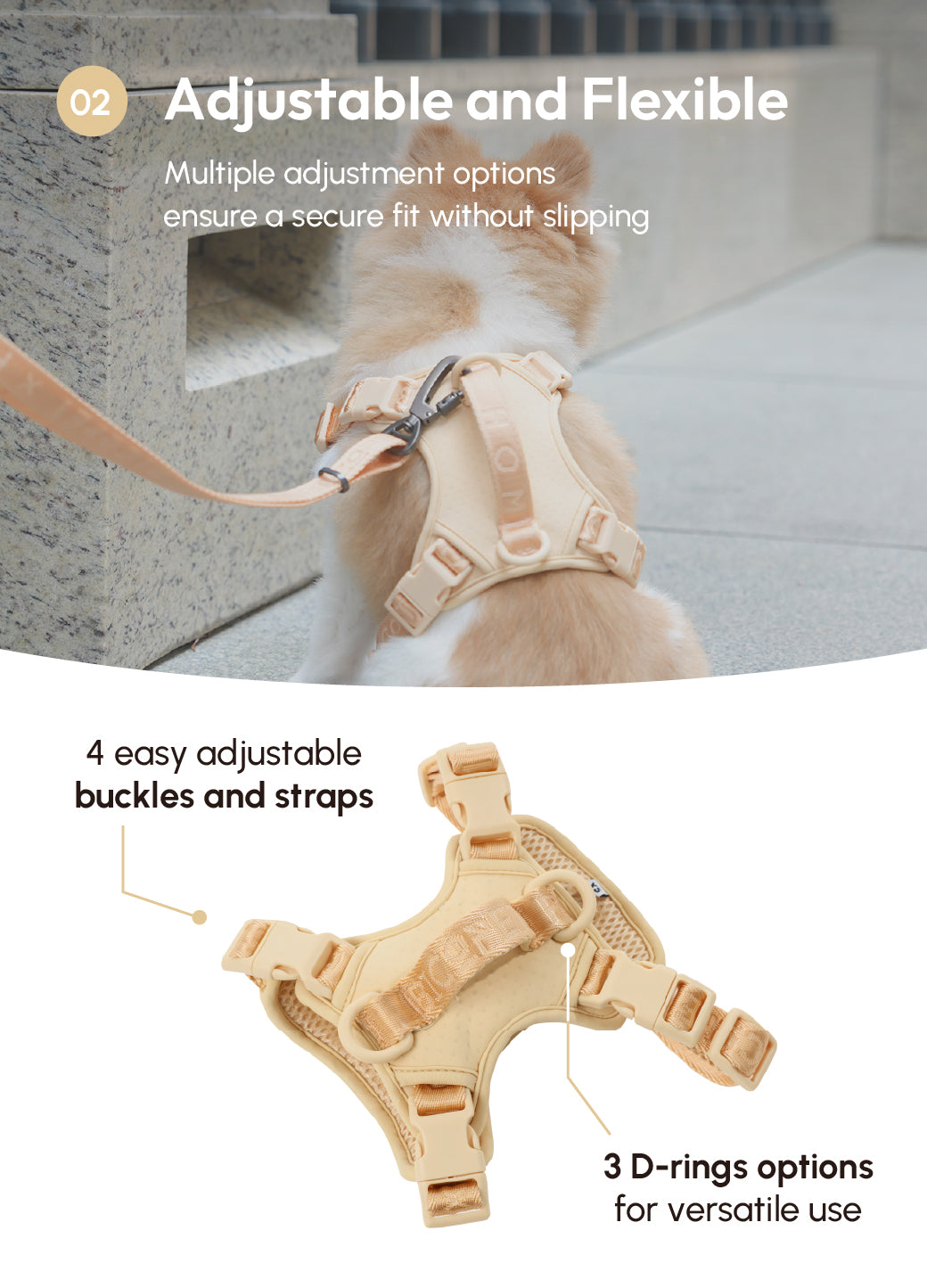 NO PULL ACTIVE  PET HARNESS - APRICOT