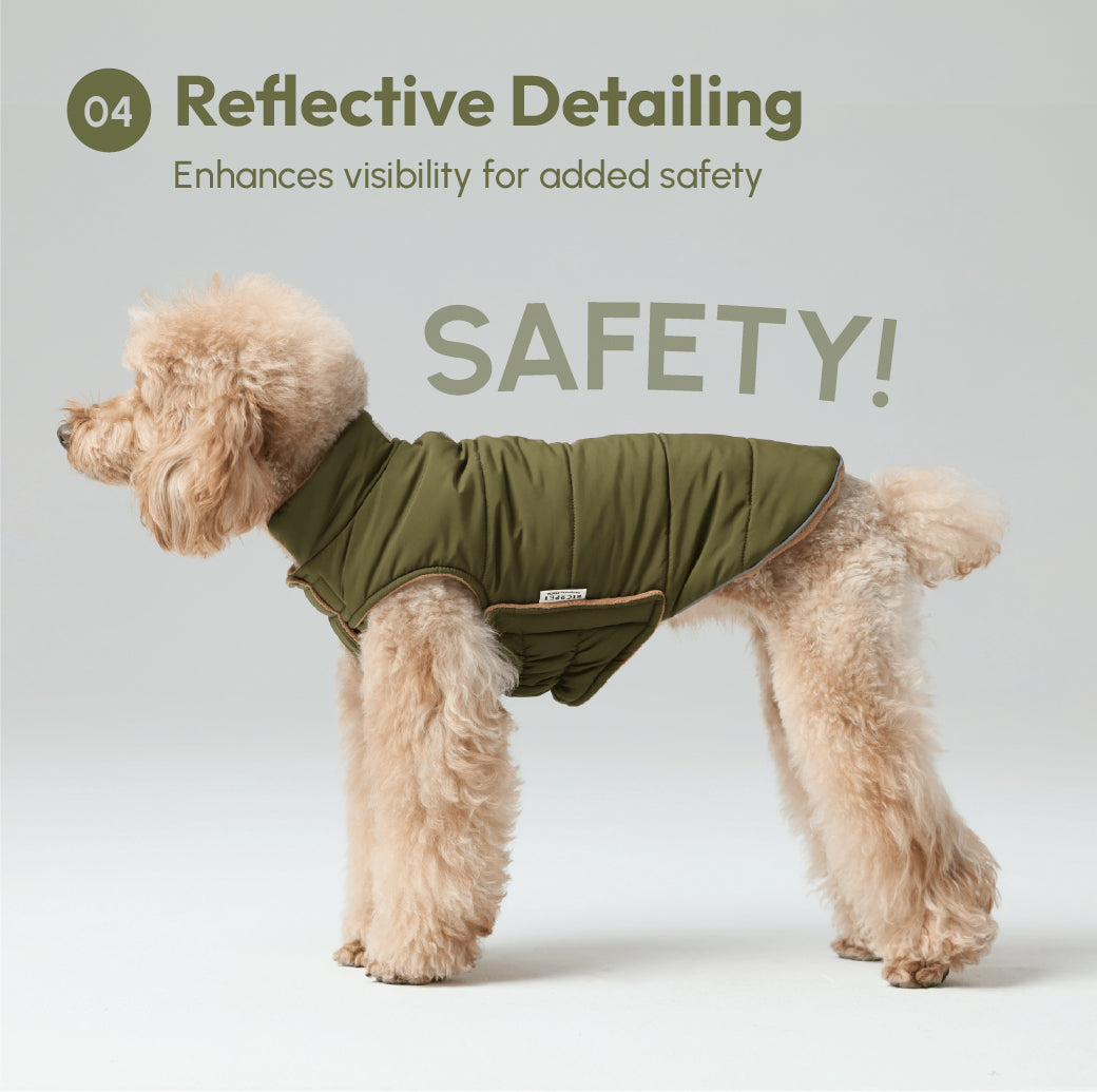Reversible Dog Vest Jacket - Green Brown
