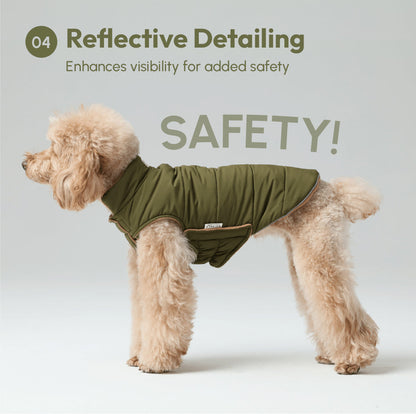 Reversible Dog Vest Jacket - Green Brown