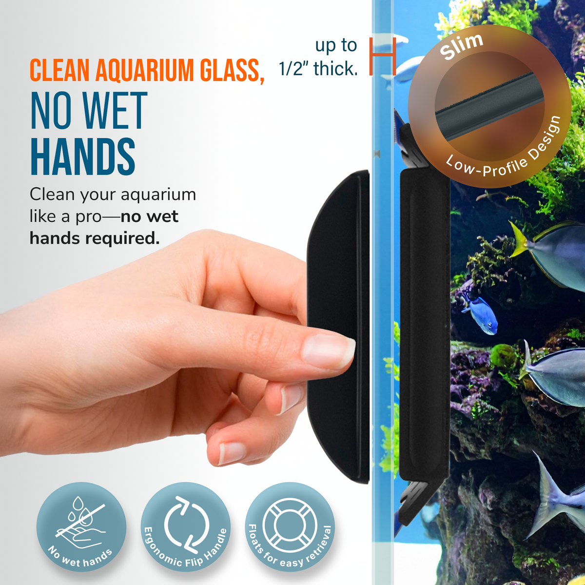 Flipper Edge 2 in 1 Floating Magnetic Aquarium Algae Cleaner (Standard)