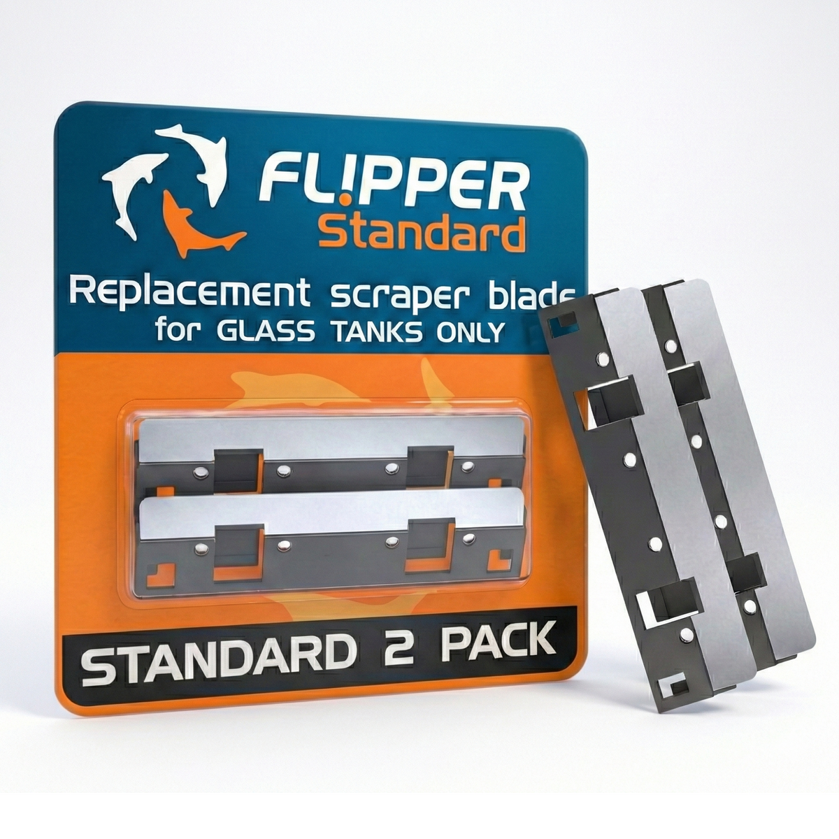 Flipper Standard Stainless Steel replacement blades 2 pack for aquarium glass cleaning