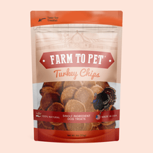Crunchy all-natural Turkey Chips dog treats, single-ingredient turkey breast, healthy training snacks for dogs with allergies