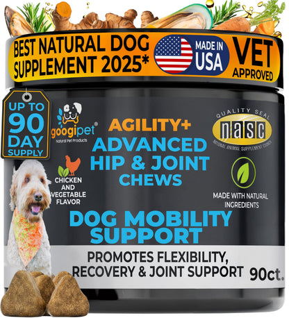 Agility+ Advanced Hip and Joint Chews for Dogs with Glucosamine and FruiteX-B for improved mobility and joint pain relief