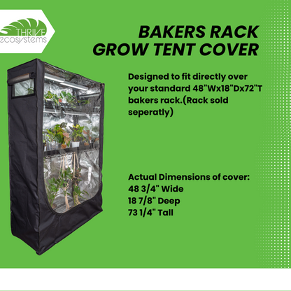 48x18x72 Baker's Rack Grow Tent Cover – Clear Front Door, Adjustable Ventilation & Fully Enclosed Bottom