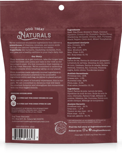 Dog Treat Naturals Superfood Sticks, Beef & Pumpkin Dog Treats (10oz)