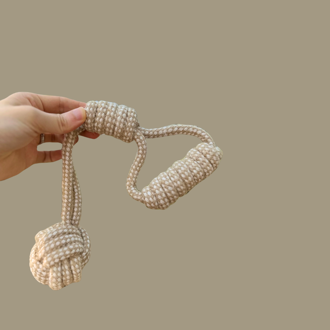 Forest Knot Hemp Rope Tug Toy with Handle
