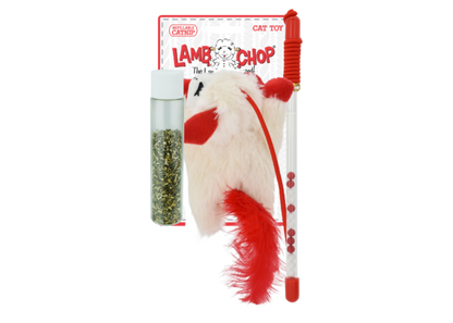 Multipet Lamb Chop® Cat Wand w/ Refillable Catnip 12"