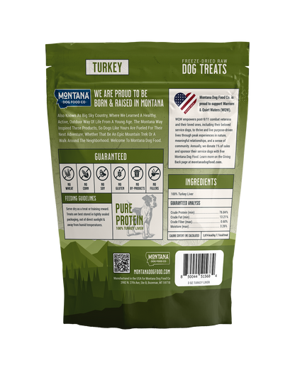 Turkey Liver Freeze-dried Raw Trail Snacks (Treats) for Dogs 3oz