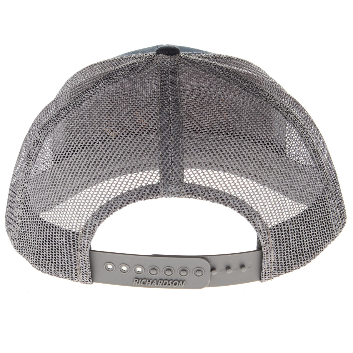 Navy And Charcoal Leather Patch Logo Mesh Back Cap