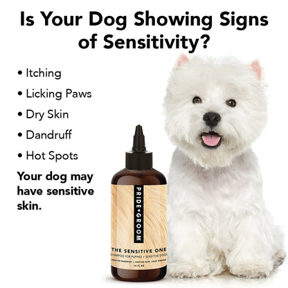 THE SENSITIVE ONE Hypoallergenic Dog & Puppy Shampoo — With Hemp Oil, Aloe & Oatmeal for Sensitive Skin
