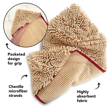 THE TOWEL Microfiber Dog & Cat Drying Towel — Hand Pockets, Odor-Resistant & 7× Water Absorbent