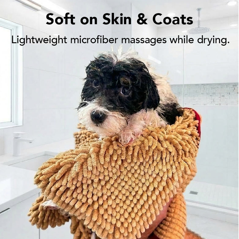 THE TOWEL Microfiber Dog & Cat Drying Towel — Hand Pockets, Odor-Resistant & 7× Water Absorbent