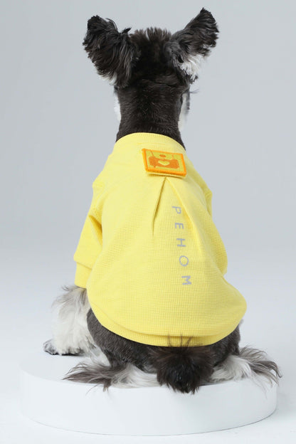 Embroidery Waffle T-Shirt - Yellow