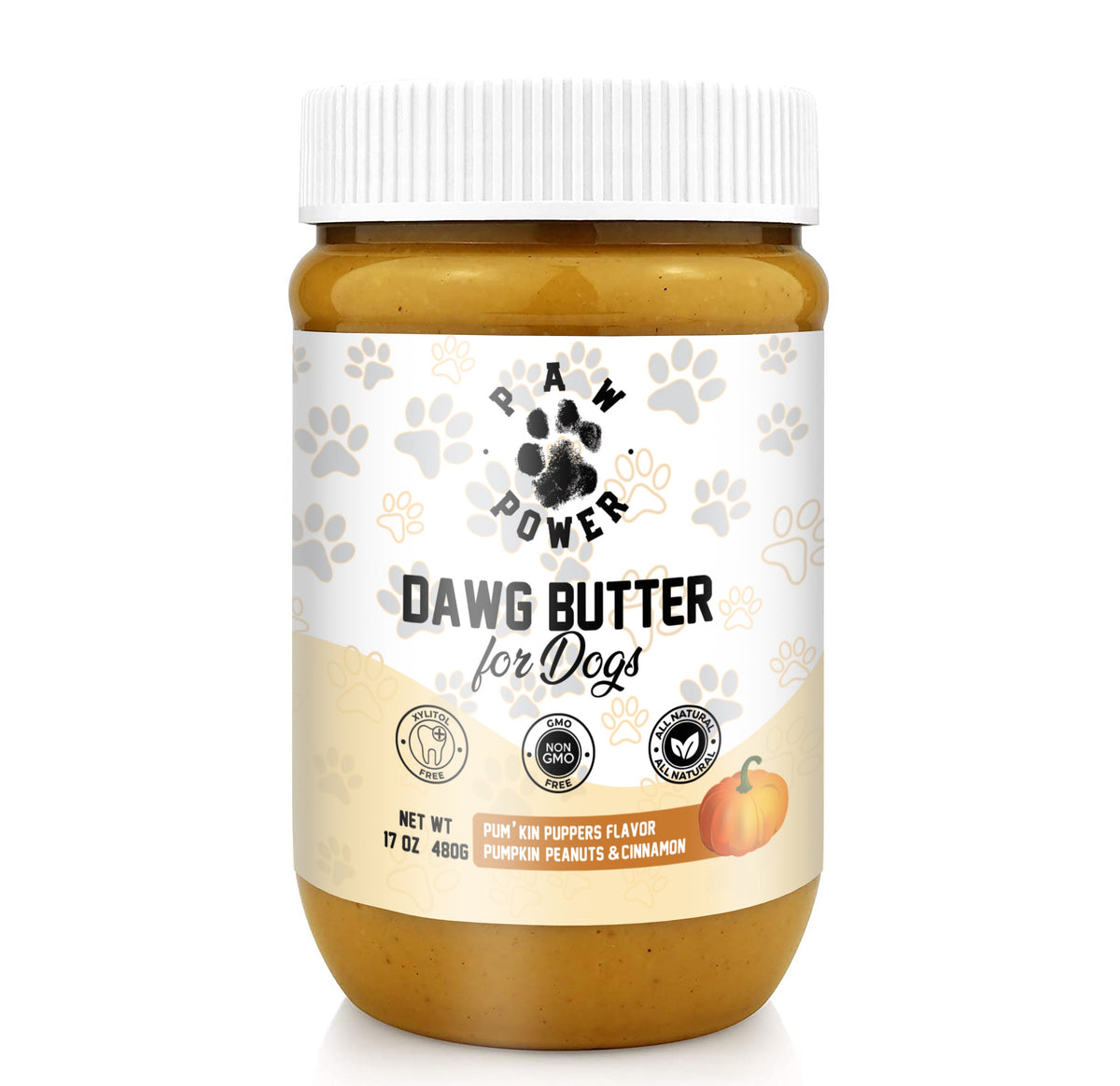 Dawg Butter Pum'kin award-winning dog treat with pumpkin, cinnamon, and honey, promoting digestion and immune health
