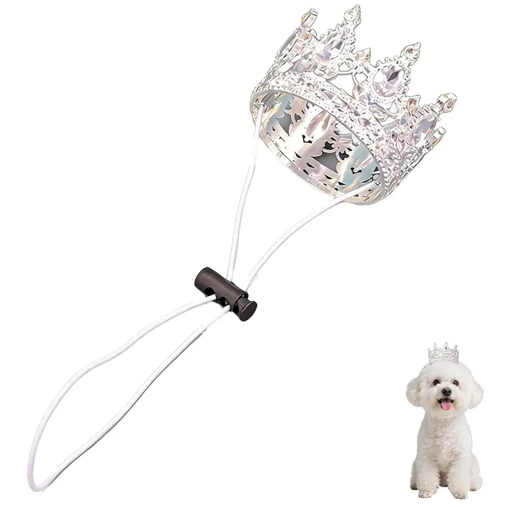 Pet Crown Hat with Adjustable String, Cute Dog Cat Tiara Headband for Birthday, Party, Photo Shoot, Pet Costume Accessory