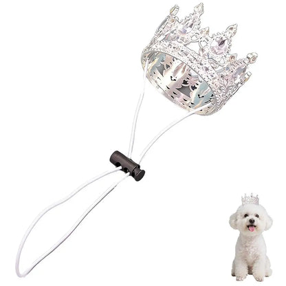 Pet Crown Hat with Adjustable String, Cute Dog Cat Tiara Headband for Birthday, Party, Photo Shoot, Pet Costume Accessory