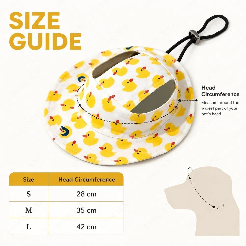 Adjustable Dog Cap Printed Puppy Hat for Small Medium Dogs Pug Corgi Dachshund Outdoor Sun Shade Daily Pet Costume Accessory Use