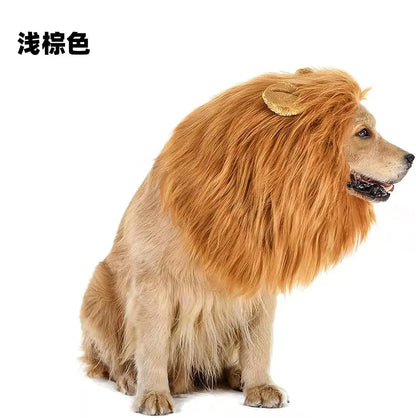 Funny Lion Hat for Dogs Cute Pet Costume with Ears Halloween Dress Up Accessory