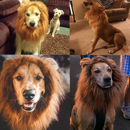 Lion Modelling Wig Cap Hat Pet Costume Pet Cosplay Outfits Winter Autumn Pet Hat Xmas Party Decor with Ear Pet Accessories