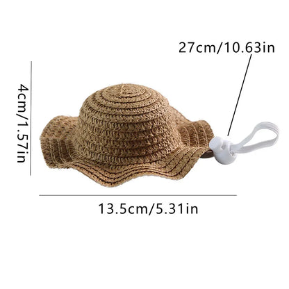 Pet Woven Straw Hat For Cats Cute Cat Headwear Fashion Pet Costume Accessories For Photo Shoot Pet Dress Up Supplies