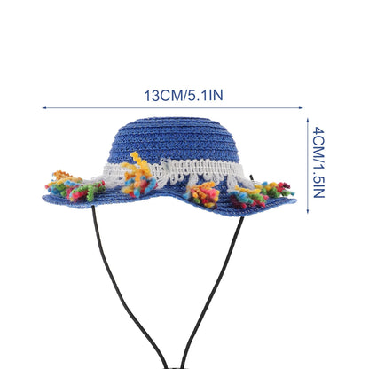Stylish Lightweight Dog Straw Hat Pet Costume Hat for Photos Parties Daily Wear Adjustable Comfortable Sombrero Head Decor