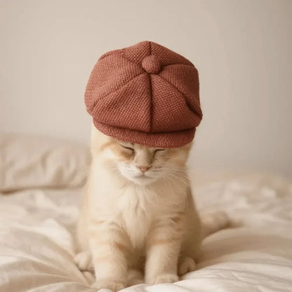 Pet Costume Accessories Retro Dog Beret Hat Adjustable Universal Pet Headgear Cat Gentleman's Hat Pet Dress Up Cap Photo Shoot