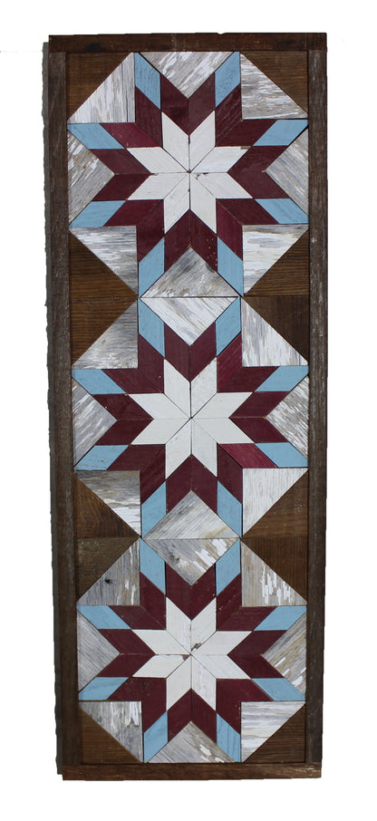 Handmade Amish Barn Quilt Banner Wall Art – 10.5in x 30in Reclaimed Wood Mosaic
