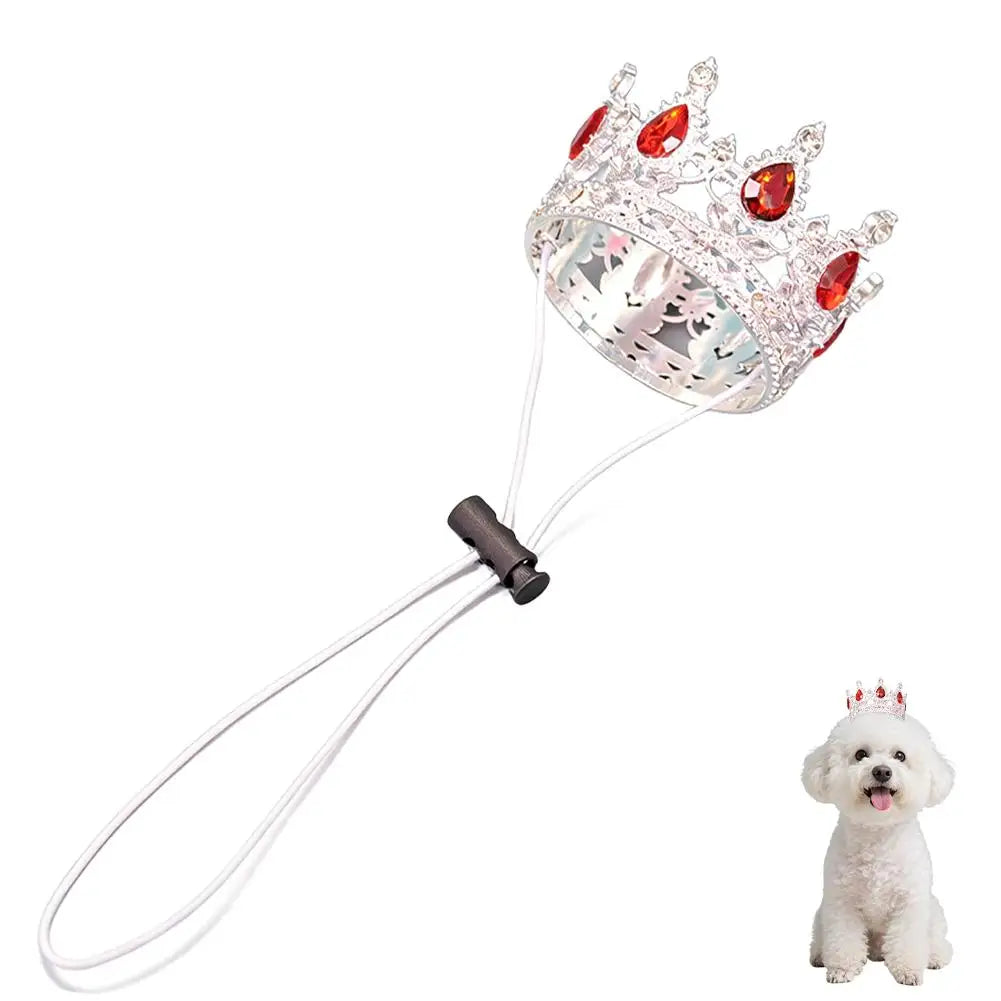 Pet Crown Hat with Adjustable String, Cute Dog Cat Tiara Headband for Birthday, Party, Photo Shoot, Pet Costume Accessory