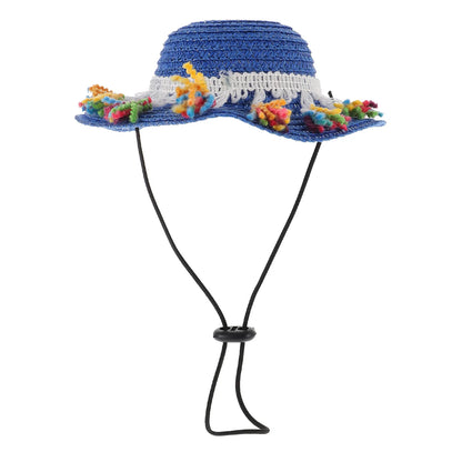 Stylish Lightweight Dog Straw Hat Pet Costume Hat for Photos Parties Daily Wear Adjustable Comfortable Sombrero Head Decor