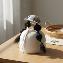 Small Pet Hat Decorative Plaid Ribbon Straw Hat Pet Costume Lightweight Breathable for Birds