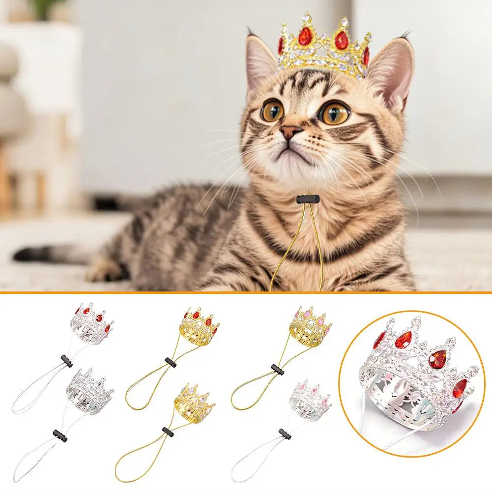 Pet Crown Hat with Adjustable String, Cute Dog Cat Tiara Headband for Birthday, Party, Photo Shoot, Pet Costume Accessory