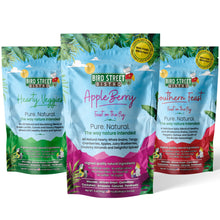 Parrot Food Tri-Pack with three natural blends for parrots including Hearty Veggies, Southern Feast, and AppleBerry