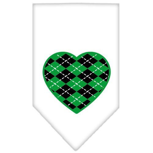 Pet and Dog Bandana Screen Printed, "Green Argyle Heart"