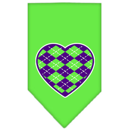 Pet and Dog Bandana Screen Printed, "Argyle Heart Purple"