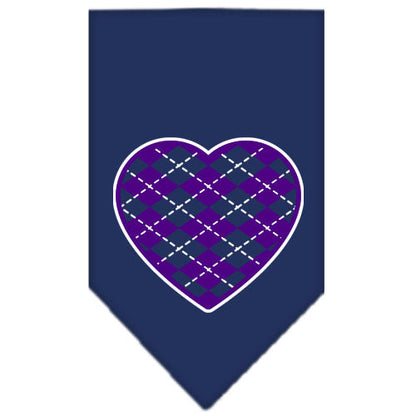 Pet and Dog Bandana Screen Printed, "Argyle Heart Purple"