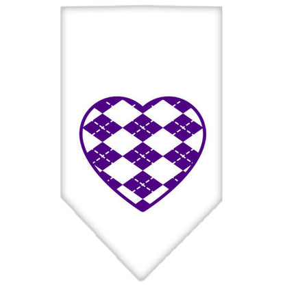 Pet and Dog Bandana Screen Printed, "Argyle Heart Purple"