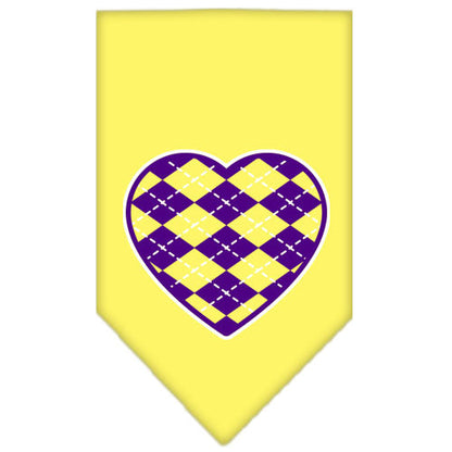 Pet and Dog Bandana Screen Printed, "Argyle Heart Purple"