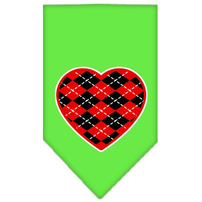 Pet and Dog Bandana Screen Printed, "Red Argyle Heart"